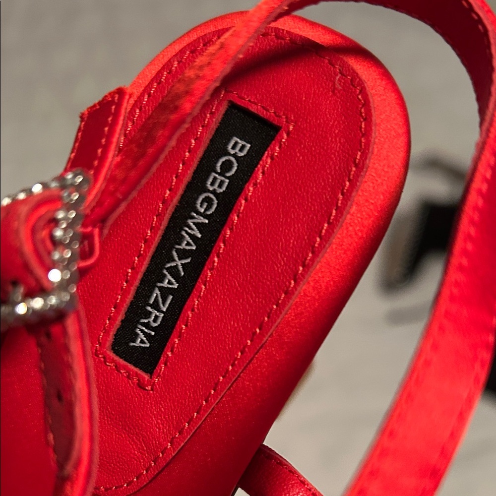 BCBGMaxAzria Vibrant Red Satin Heels - Picture 5 of 6